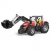Žaislinis traktorius BRUDER Massey Ferguson 7624 su priekiniu krautuvu, raudonos spalvos, nuo 3 metų amžiaus