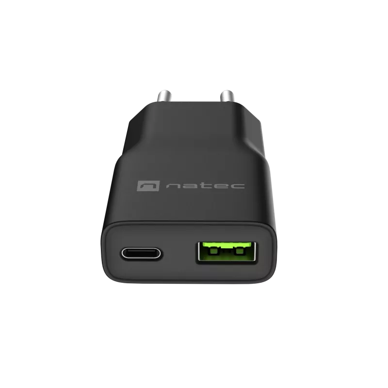 Maitinimo adapteris NATEC Ribera NUC-2377 — 1×USB-A, 1×USB-C, 3 A išvestis