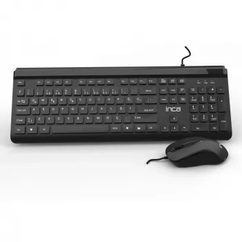 Inca IMK-377 klaviatūra su pele, biuro, USB, turkiška, juoda