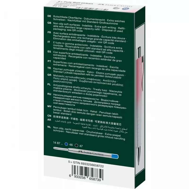 Užsegamas ištraukiamas tušinukas Faber-Castell 241108 Mėlynas Rožinis Baltas