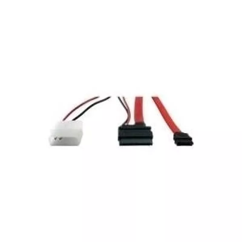 Inter-Tech - SATA kabelis - Slimline SATA į SATA, vidinis maitinimo šaltinis, 2 kontaktų - 30 cm - Raudonas (88885264)