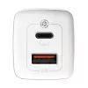 Įkroviklis Baseus CCGAN2L-B02 Vidaus kintamosios srovės greitasis įkrovimas 20V 1xUSB 1xType-C Baltas