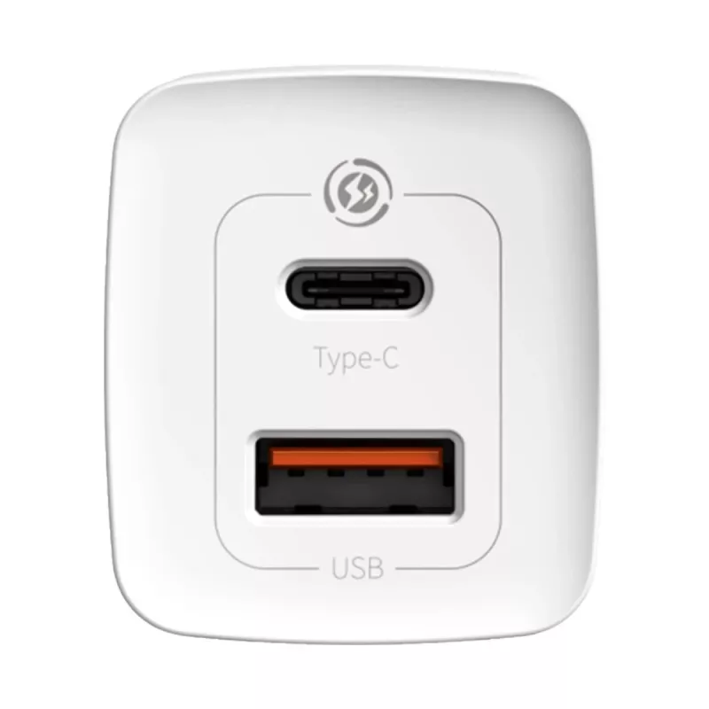 Įkroviklis Baseus CCGAN2L-B02 Vidaus kintamosios srovės greitasis įkrovimas 20V 1xUSB 1xType-C Baltas