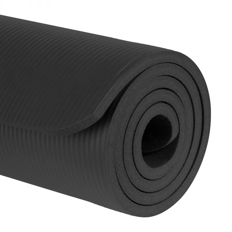 Gimnastikos kilimėlis jogai, pilatesui, fitnesui, 183x61cm, storis 6mm, TPE medžiaga, juodas, REBEL ACTIVE