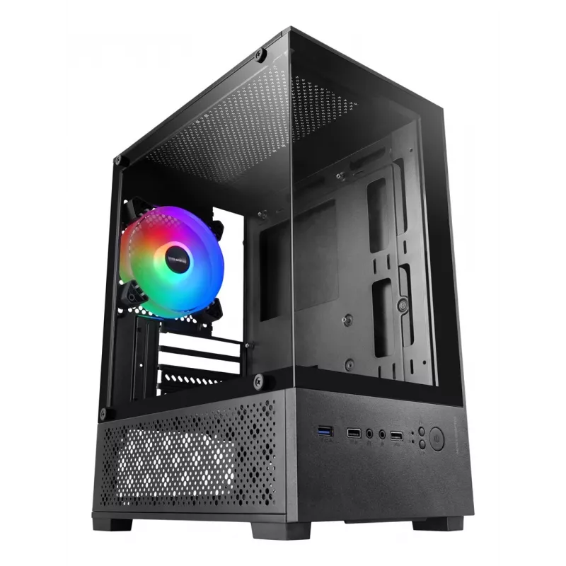 “Mini Tower” PC korpusas TACENS Mars Gaming MC-SE2 — Mini-ITX / Micro-ATX, juodas, šoninis langas, apatinis PSU, palaiko 2x2.5 colio + 1x3.5 colio