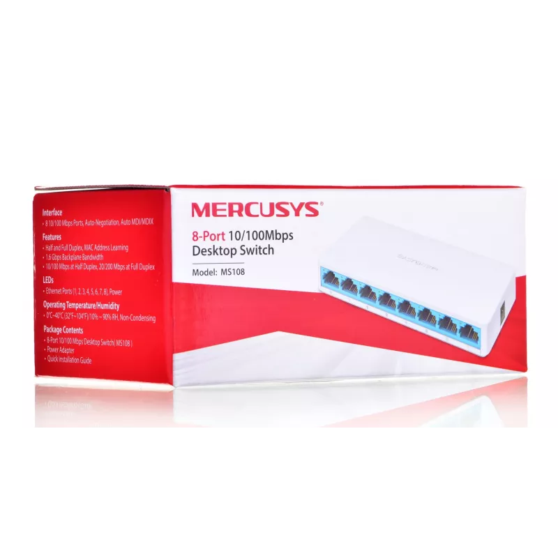 Komutatorius Mercusys MS108 8 prievadų RJ-45 10/100Mbps Nevaldomas