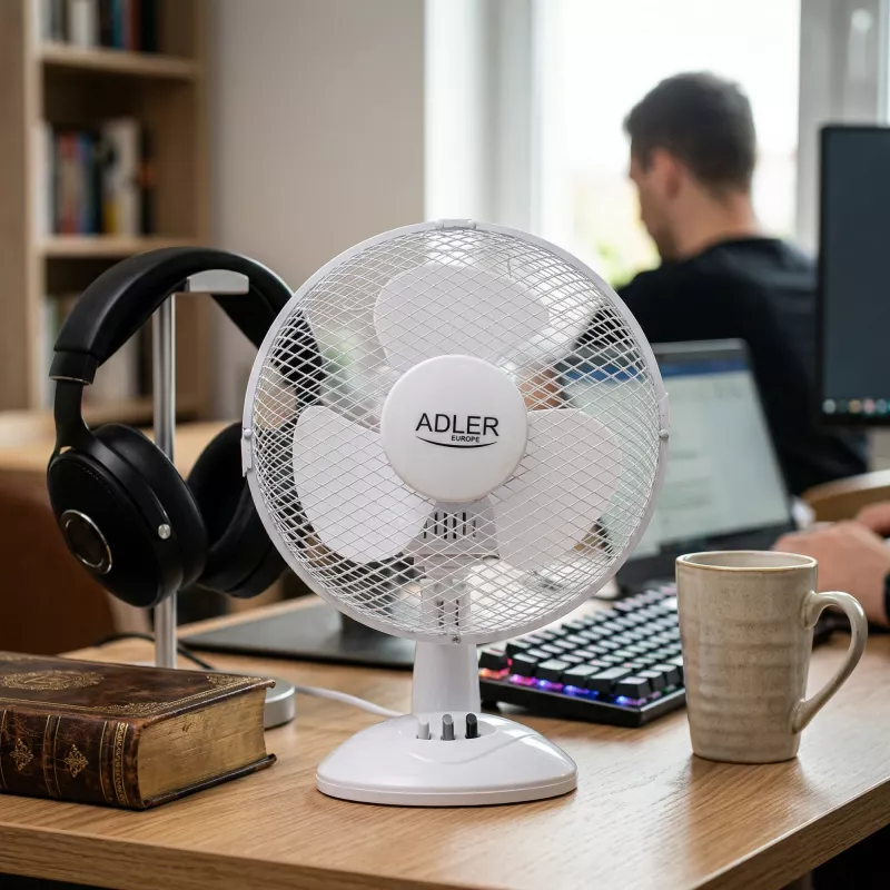 Adler | AD 7302 | Stalinis ventiliatorius | Baltas | Skersmuo 23 cm | Greičių skaičius 2 | Osciliacija | 60 W | Nėra