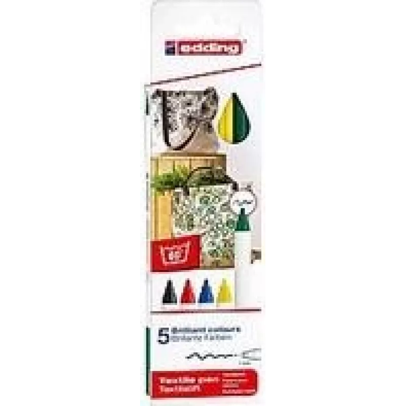 Marker set Edding 4600, 5 pieces, bullet tip, multicolour, box, made in Germany