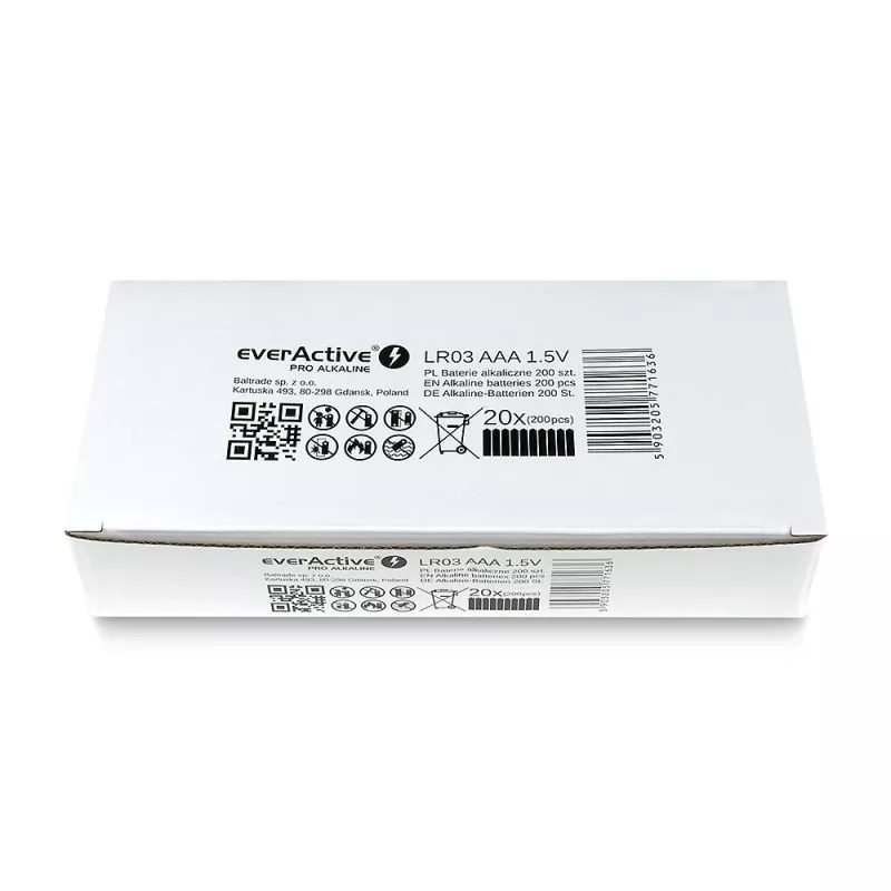 Vienkartinė šarminė baterija everActive LR0310PAK AAA 1,5V 1250mAh, pakuotėje 10 vnt.