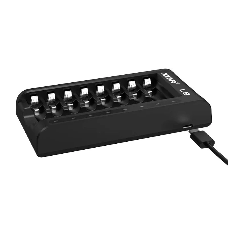 AA/AAA 1,5 V ir 1,2 V akumuliatorių įkroviklis, išmanusis – 8 lizdai