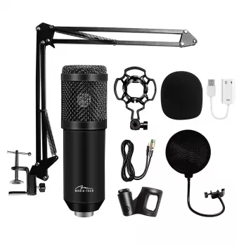 Laidinis kompiuterinis mikrofonas MEDIA-TECH MT397K su XLR įvestimi, staliniu stovu, 2,4 m kabeliu, 20–20000 Hz, -32 dB jautrumu