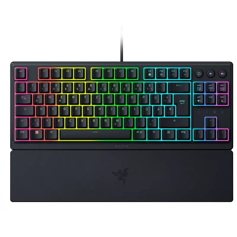 Razer Ornata V3 Tenkeyless klaviatūra, žaidimų, USB, QWERTZ, vokiška, juoda