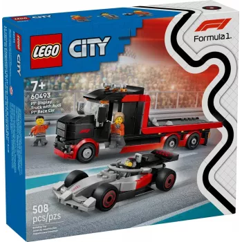 LEGO CITY 60493 F1 parodos sunkvežimis su Audi F1 lenktyniniu automobiliu