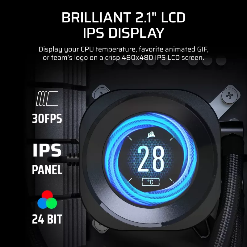 Viską viename skysčio aušintuvas Corsair Nautilus 240 RS LCD 12 cm juodas