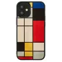 Telefono dėklas Man and Wood, skirtas iPhone 12 mini — medinė nugarėlė, juodas rėmelis