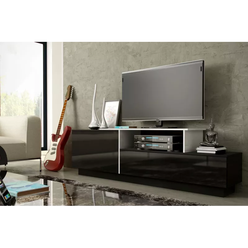 Cama TV spintelė SIGMA 3 180 juodas/juodas blizgus + biały