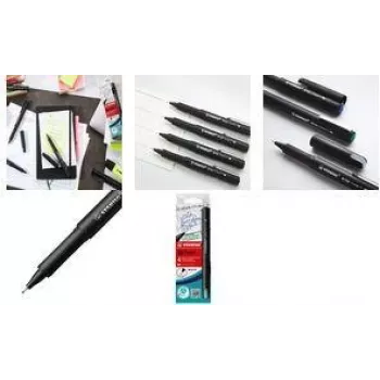 STABILO dr!ver smulkus rašiklis 4 vnt. juoda mėlyna žalia raudona smulkiu galiuku
