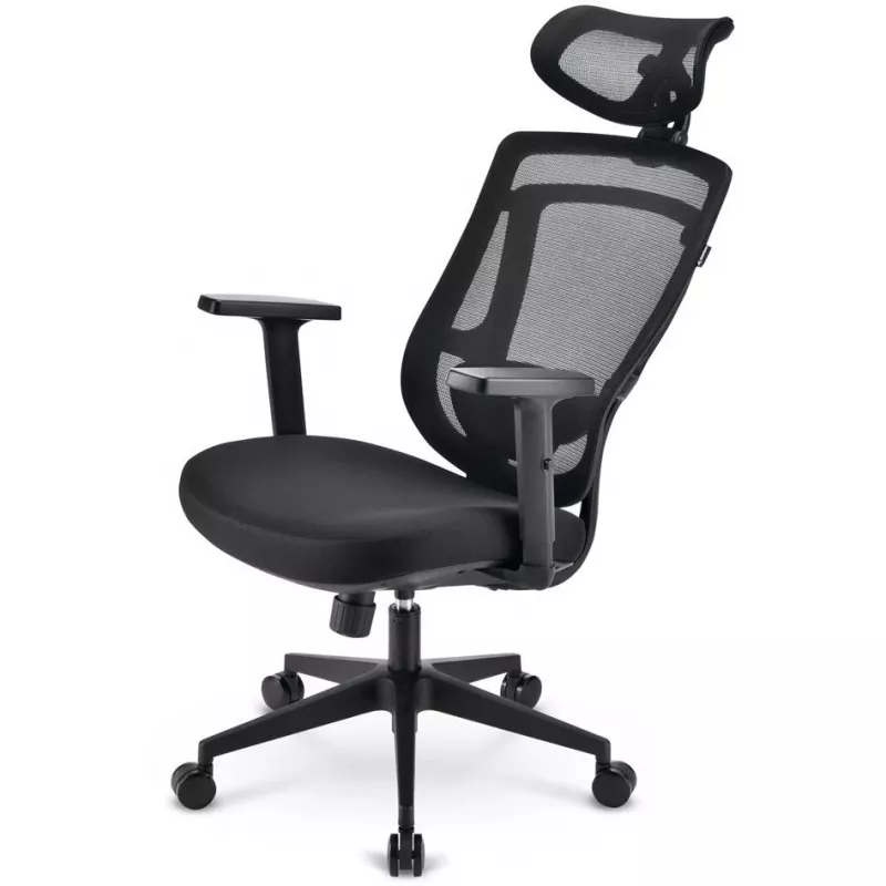 Biuro kėdė Sharkoon OfficePal C10 — juoda, ergonomiškas dizainas, reguliuojamas aukštis