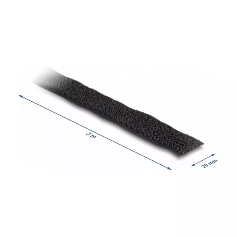 DeLOCK kablys-kilpa juosta 3m x 20mm juoda Nailonas