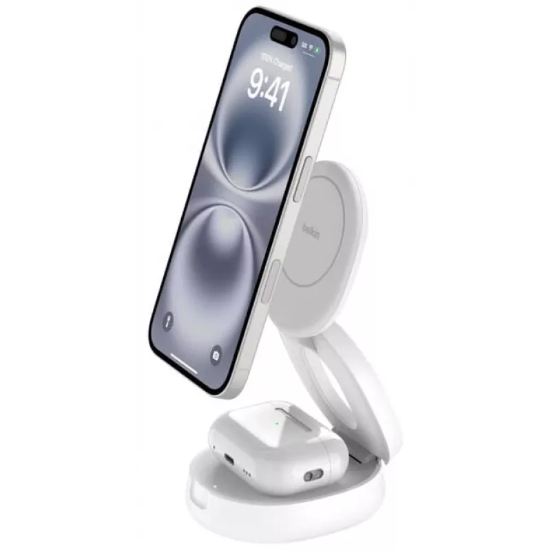 Įkrovimo stotelė Belkin BOOSTCHARGE WIZ035kqWH 2-in-1 Qi2 15W telefonams ir priedams