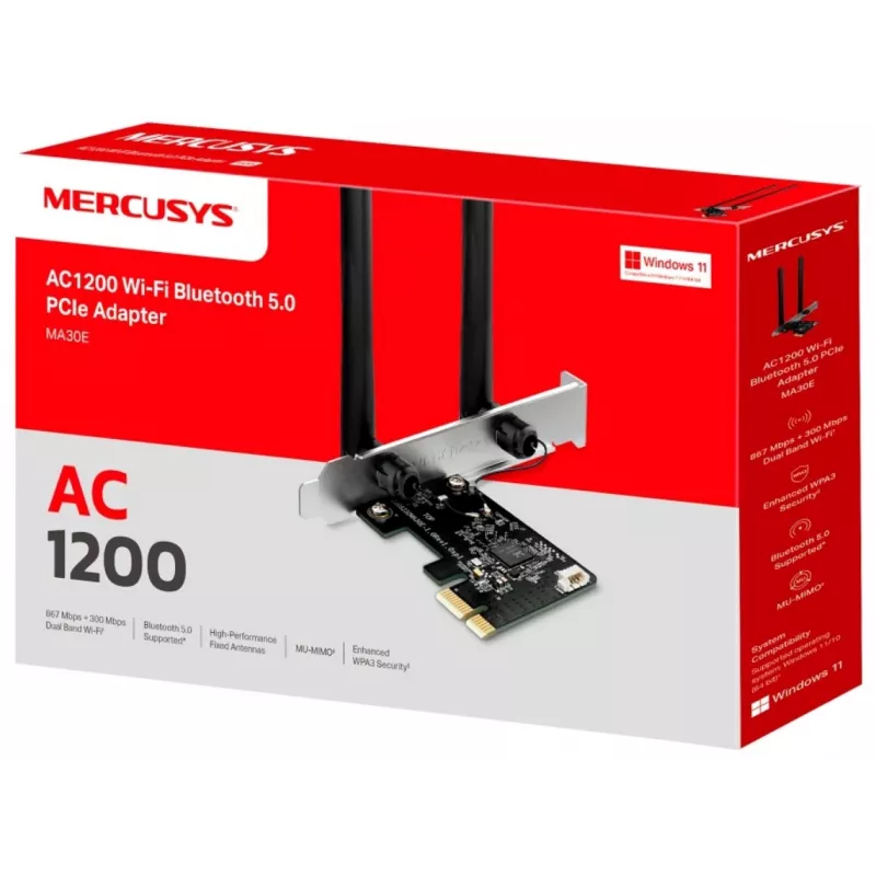 Mercusys AC1200 Wi-Fi Bluetooth PCIe adapteris MA30E Dual Band