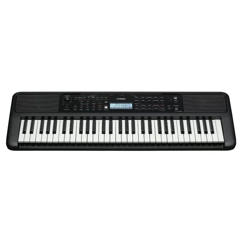Klaviatūra YAMAHA PSR-E383 — 61 klavišo nešiojama MIDI klaviatūra, LCD ekranas, USB, įmontuoti garsiakalbiai, maitinamas baterijomis (6), juoda