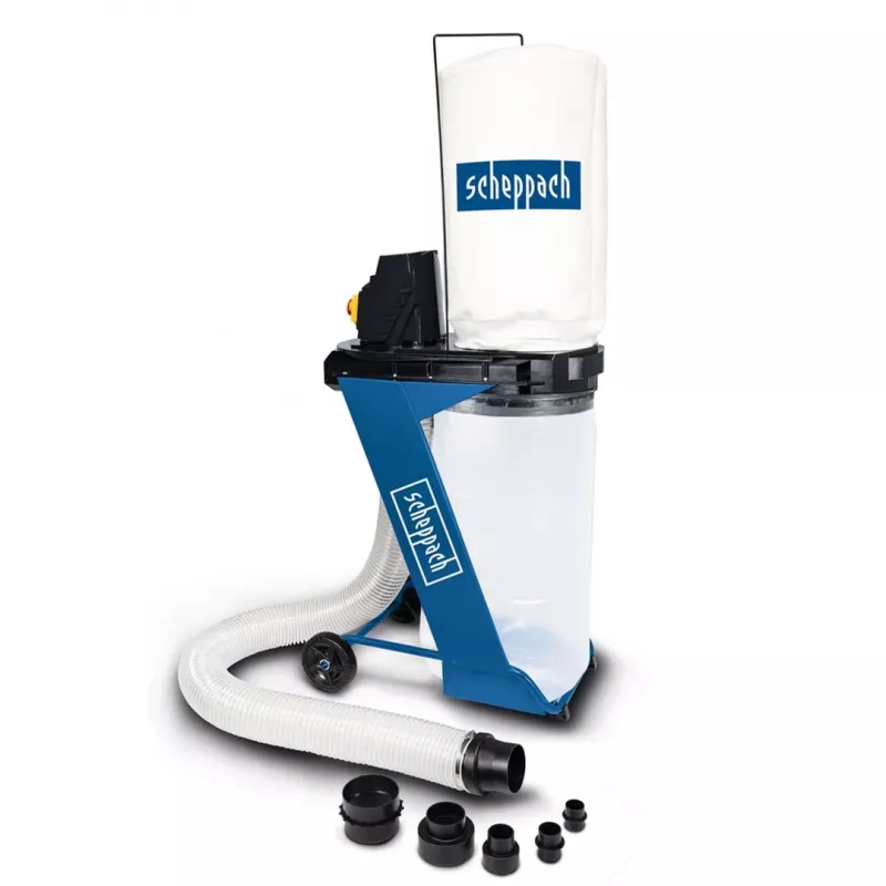 Sausas siurblys Scheppach DC500 — 75 L, 550 W, 1150 m³/h, 2 m žarna, 100 mm skersmuo