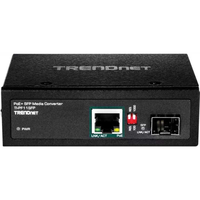 TRENDnet TI-PF11SFP - medijos keitiklis - GigE - 10Base-T, 100Base-TX, 1000Base-T - RJ-45 / SFP (mini-GBIC) - iki 40 km (TI-PF11SFP)