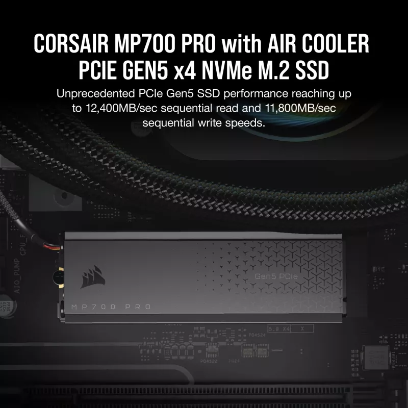 CORSAIR MP700 PRO - SSD - 1TB - vidinis - M.2 2280 - PCI Express 5,0 x4 (NVMe) - 256-Bit-AES (CSSD-F1000GBMP700PRO)