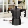 Moka kavinukas Maestro MR-1666-3-Juoda, rankinis 3 puodelių aliumininis kavos virimo aparatas, 150 ml, juodas