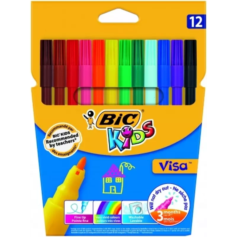 Smulkus flomasteris BIC Visa Multicolour 12 vnt.