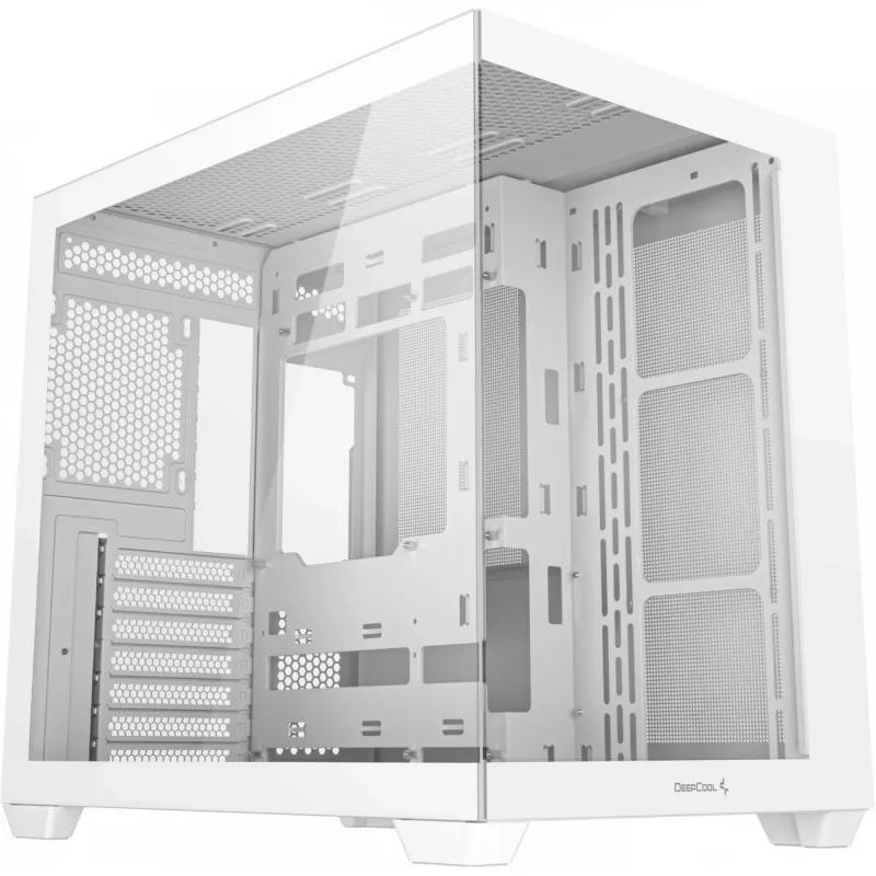 PC korpusas DeepCool CG530 WH Midi Tower — ATX/Micro ATX/ITX, grūdintas stiklas, 2×3,5 colio + 3×2,5 colio nišos, palaiko iki 410 mm GPU