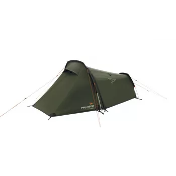 Tunelio tipo palapinė easy camp Sarek 1 (tamsiai žalia/oranžinė, 2025) — vieno asmens, tunelio dizainas