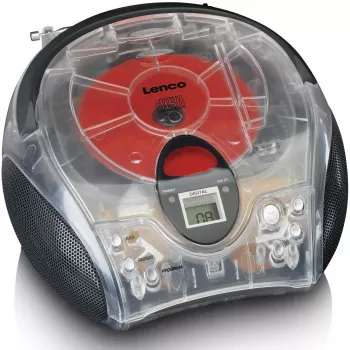 Nešiojamasis radijo CD grotuvas Lenco SCD-24TR — FM, 4 W išvestis, LCD, teleskopinė antena, AC/DC, 6×C baterijos