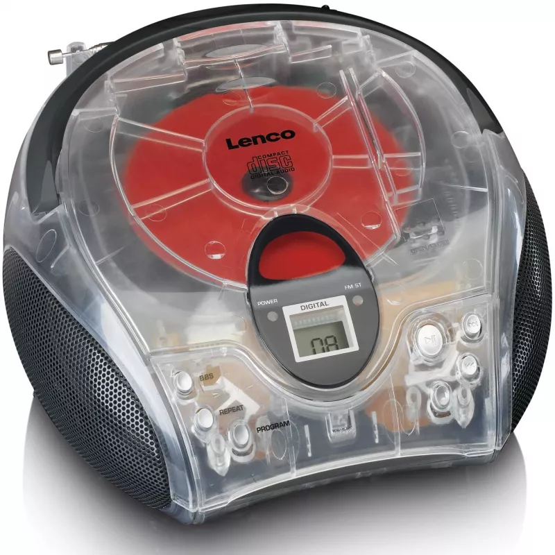 Nešiojamasis radijo CD grotuvas Lenco SCD-24TR — FM, 4 W išvestis, LCD, teleskopinė antena, AC/DC, 6×C baterijos
