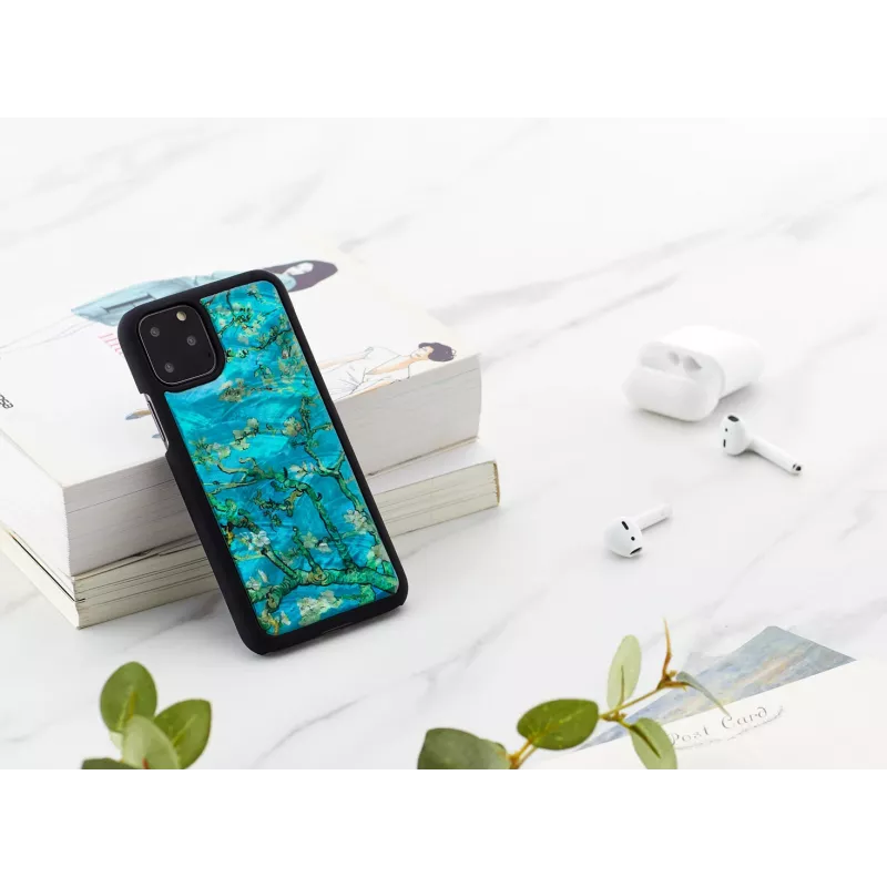 Išmaniojo telefono dėklas iKins, skirtas iPhone 11 Pro — migdolų žiedų juodos spalvos, apsauginis dangtelis