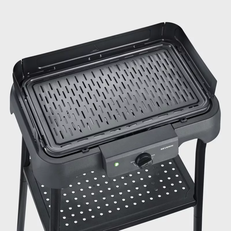Stalinis elektrinis grilis SEVERIN PG 8596, 2000 W, stačiakampės grotelės, juodas, sukamoji rankenėlė