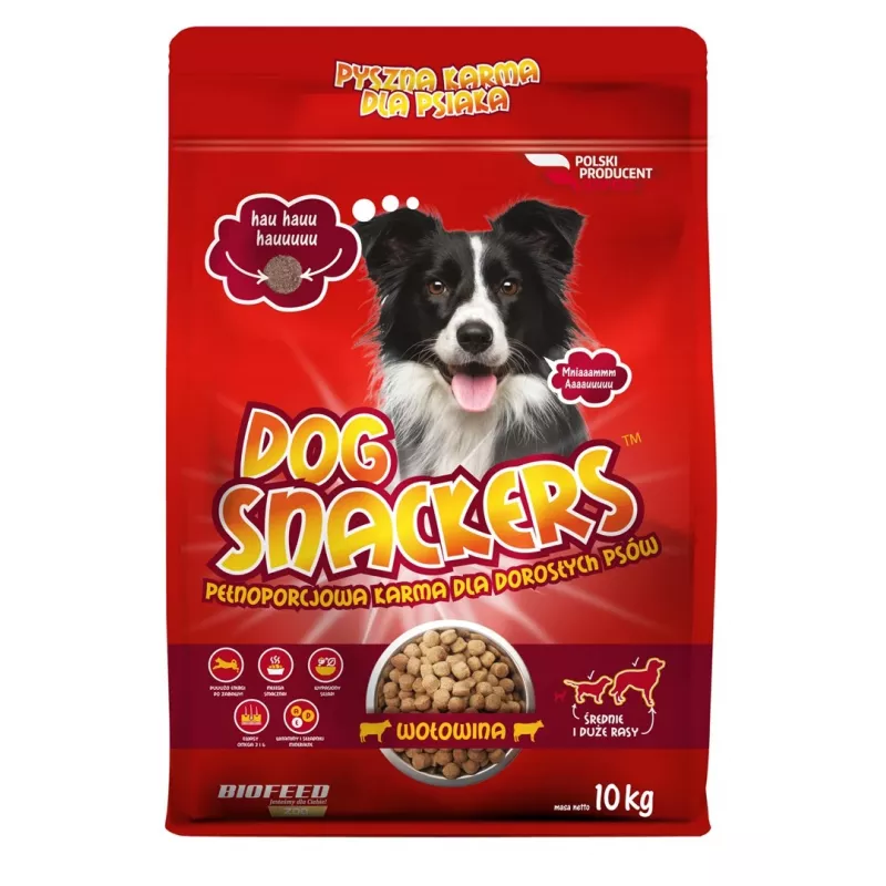 BIOFEED Dog Snackers Adult medium & large Beef - sausas šunų ėdalas - 10kg