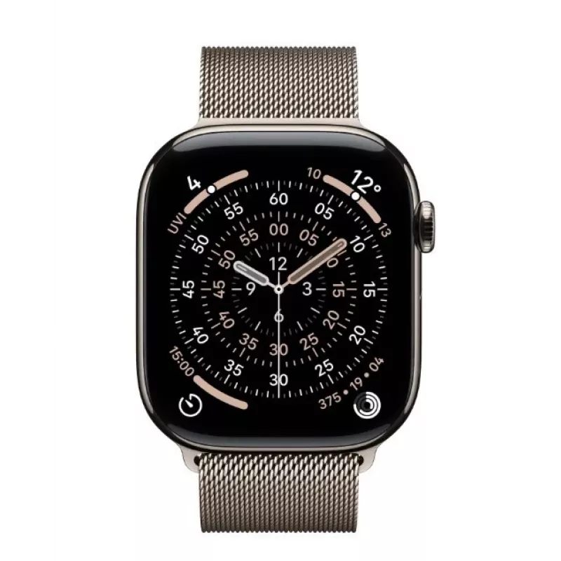 Apple Watch Series 11 GPS + Cellular 42mm Natural Titanium Case su Natural Milanese Loop