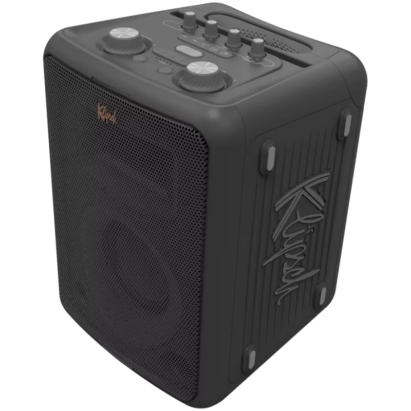 Partinė kolonėlė KLIPSCH Vegas — laidinis ir belaidis ryšys, 13,3 cm žemų dažnių garsiakalbis, 49–20000 Hz, 95 dB, maitinama baterijomis, juoda