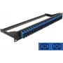 Patch panel DELOCK 43392 1U, skirtas šviesolaidžio SC, montuojamas stelaže, 482,6×43,6×150 mm, juoda/mėlyna