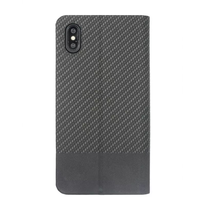 Telefono knygelės tipo dėklas Tellur Carbon, skirtas iPhone XS – juodas