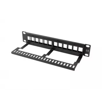 Rack blanking panel LANBERG PPKS-9112-B, 12 prievadų, 1U, metalinis, pilkas, 254×44.5×99.3 mm