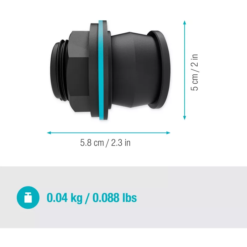 talpyklos jungtis Push IN, G 1 ir G 3/4 (juoda, sienelės storiui 2–10 mm)