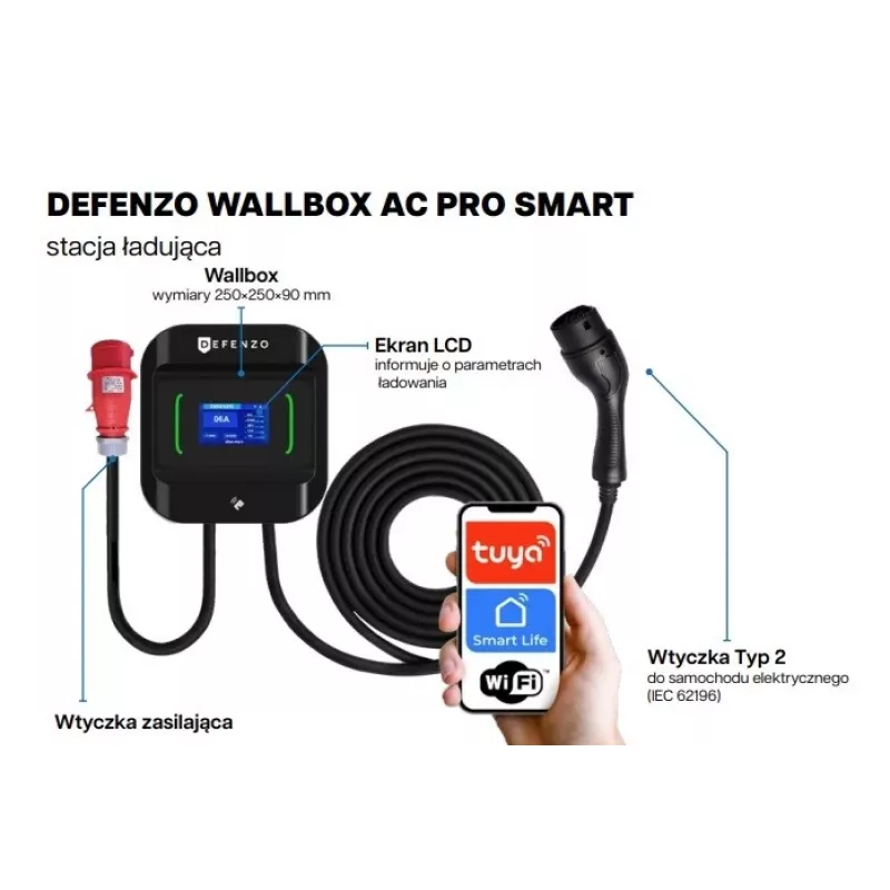 Wallbox DEFENZO Pro AC22 DEF1017 22 kW Type 2 elektrinio automobilio įkroviklis