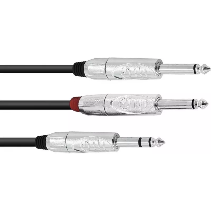 Garso adapterio laidas Omnitronic 3,5 mm į 2×3,5 mm, 3 m ilgio