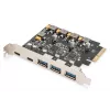 PCIe kortelė Digitus 2x USB-C 3x USB A