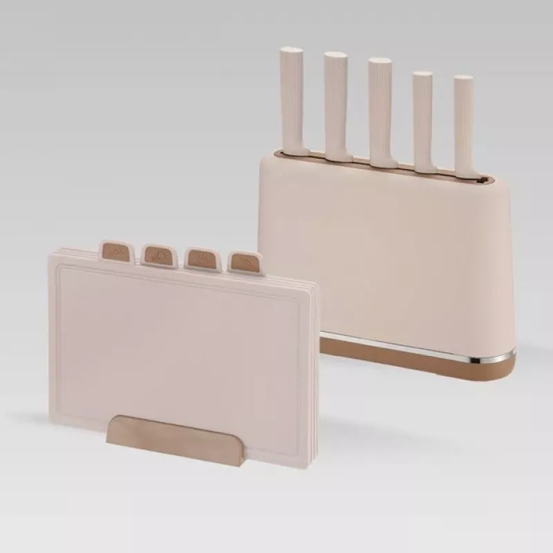 Maestro MR-1412-BEIGE peilių rinkinys su blokeliu + pjaustymo lentelių rinkinys, smėlinė