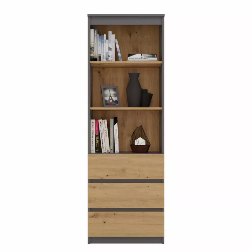 Biuro knygų spintos viršutinė dalis top e shop RS-60 ANT/ART KPL — 3 lentynos, medžio drožlių plokštė, 600×350×1800 mm