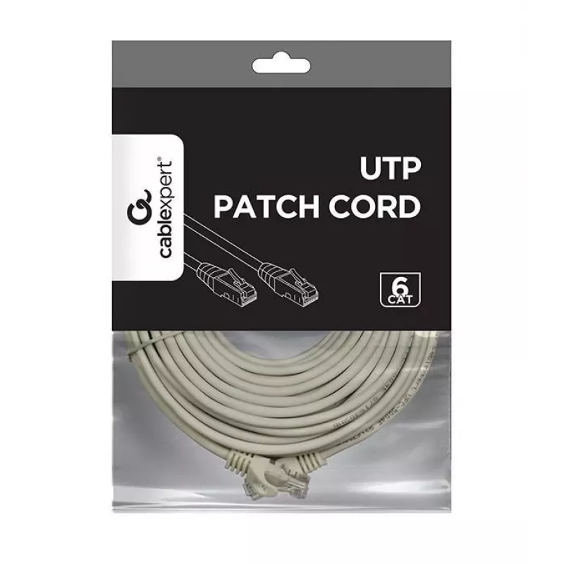 komutacinis kabelis CAT6 UTP 15M/PILKA PP6U-15M GEMBIRD